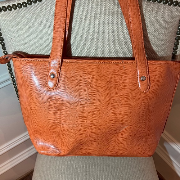 PRICE DROP*Make offer* LAUREN Ralph Lauren Orange Snake Skin Pattern Purse - Picture 2 of 16